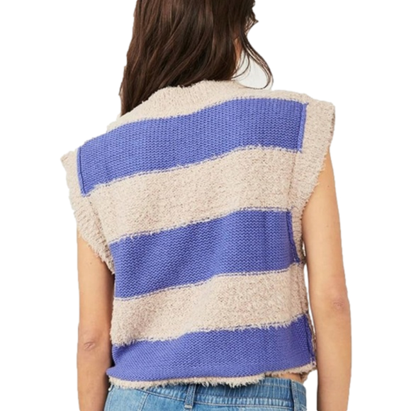 NWT Free People Diamonds for Days Sweater Vest XS Blue Moon - Picture 3 of 15